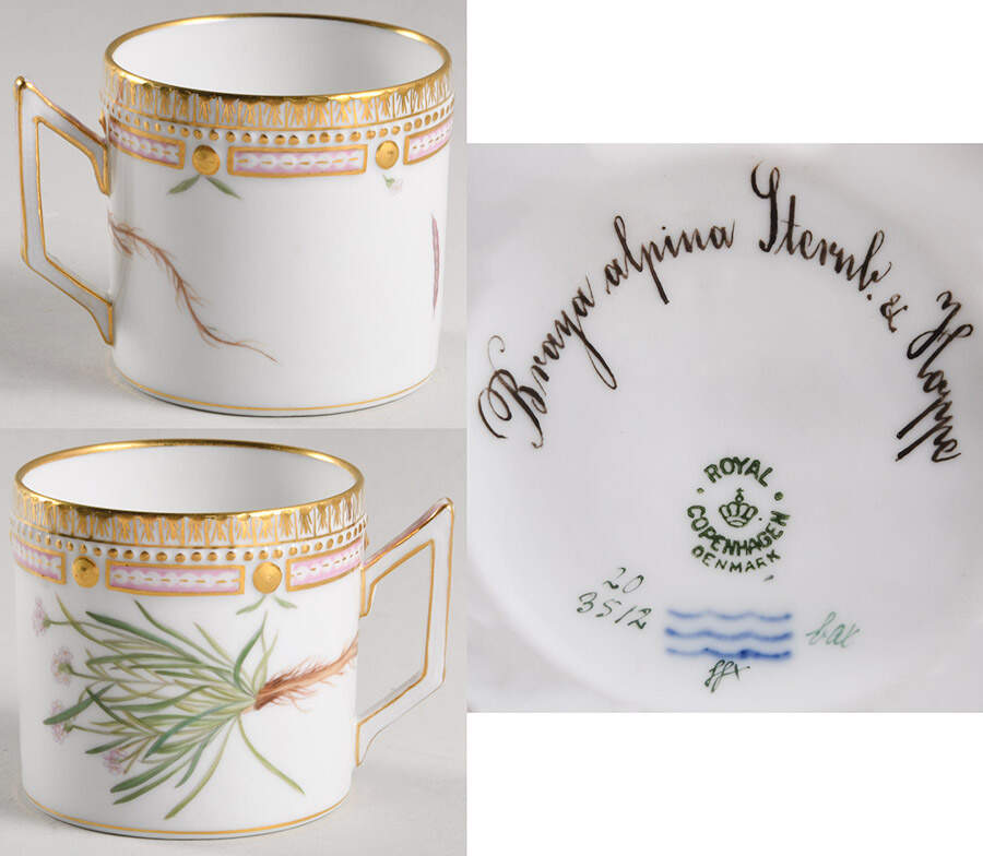 Flora Danica (1790 To 1960) Chocolate Cup-Braya alpina Sternb. & Hoppe by Royal Copenhagen-1