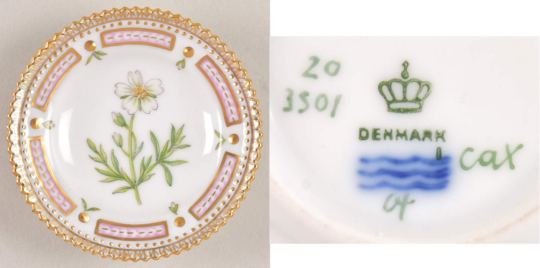 Flora Danica (1790 To 1960) Butter Pat by Royal Copenhagen-1