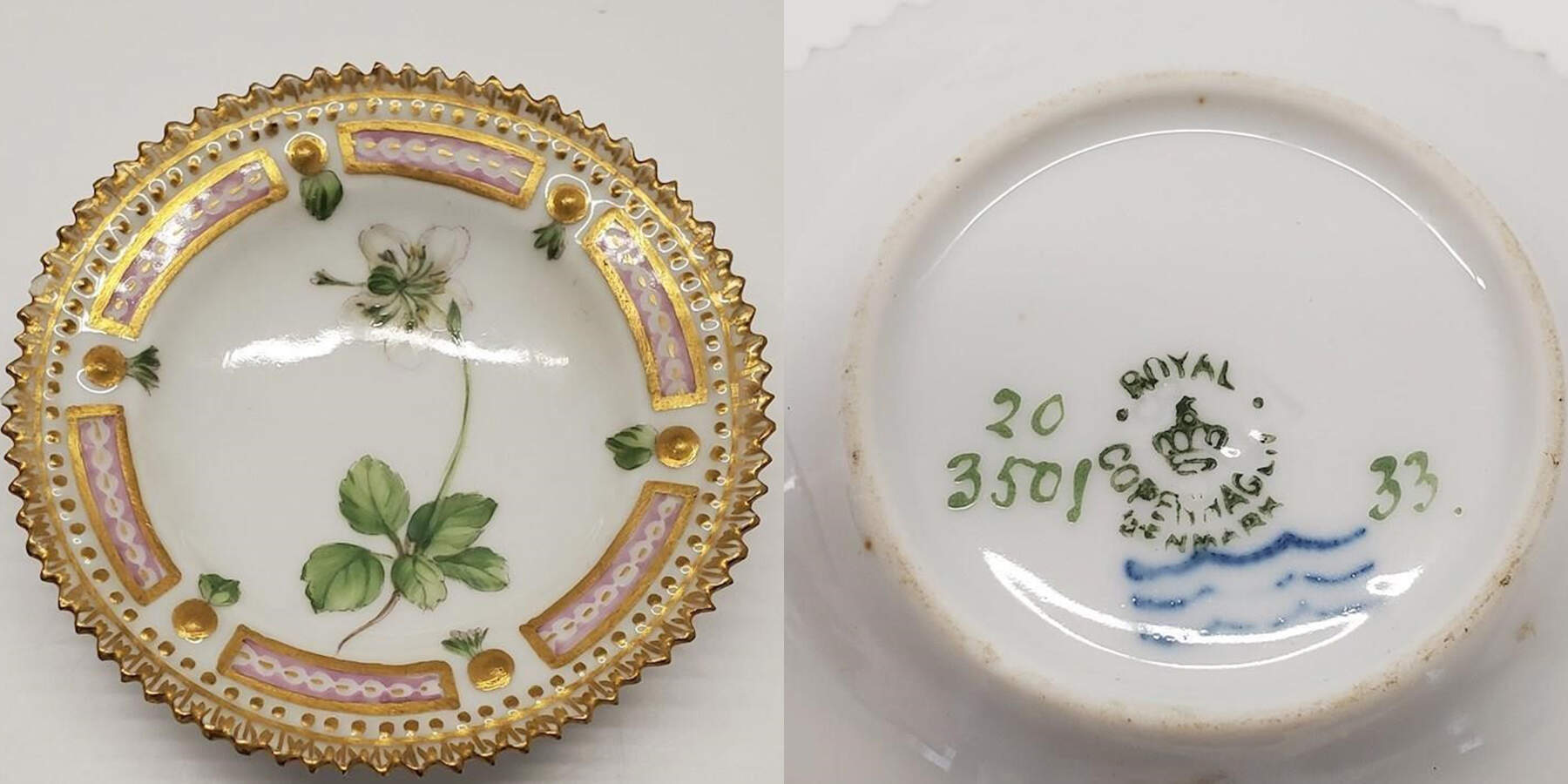 Flora Danica (1790 To 1960) Butter Pat by Royal Copenhagen-1