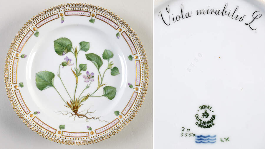 Flora Danica (1790 To 1960) Luncheon Plate Viola mirabilis L. by Royal Copenhagen-1