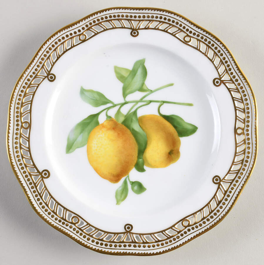 Flora Danica (1790 To 1960) Pierced Luncheon Plate/Fruit Stand-Lemons by Royal Copenhagen-1