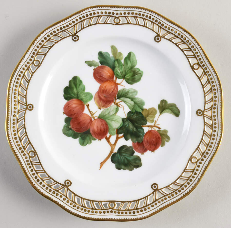 Flora Danica (1790 To 1960) Pierced Luncheon Plate/Fruit Stand-Gooseberry by Royal Copenhagen-1