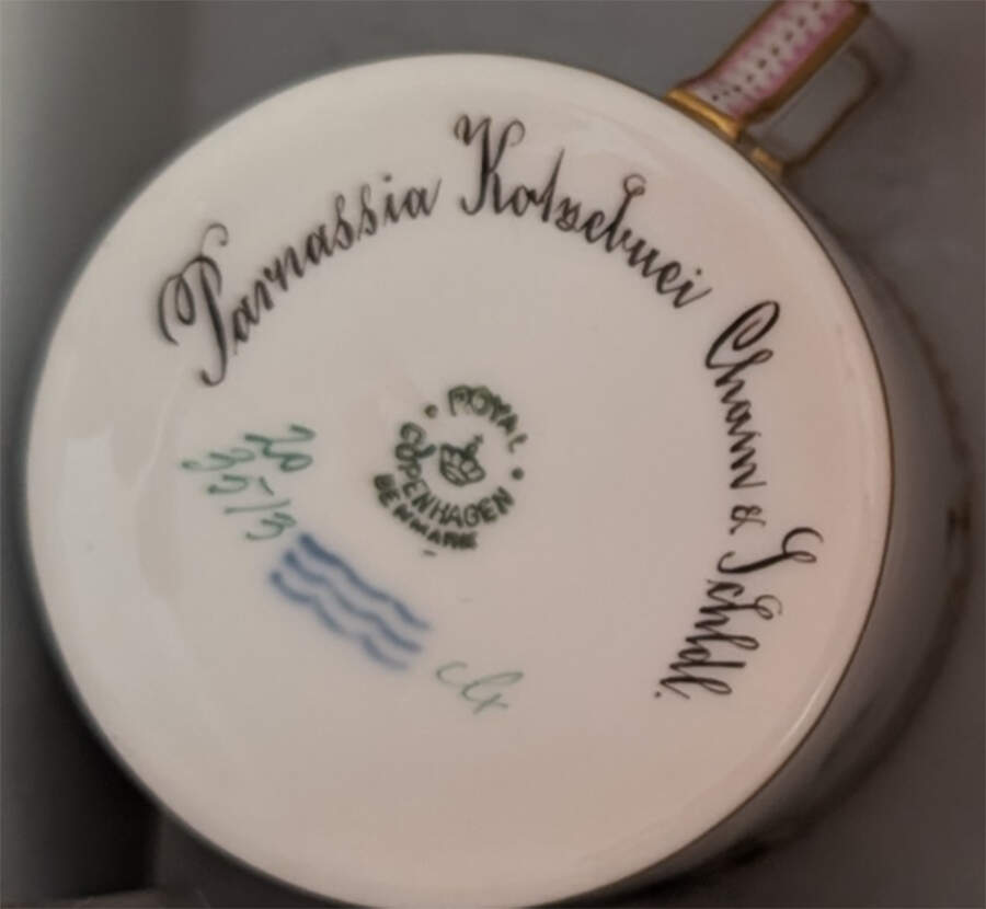 Flora Danica (1790 To 1960) Chocolate Cup-Parnassia Kolsebuci Cham. u. Schldl. by Royal Copenhagen-1