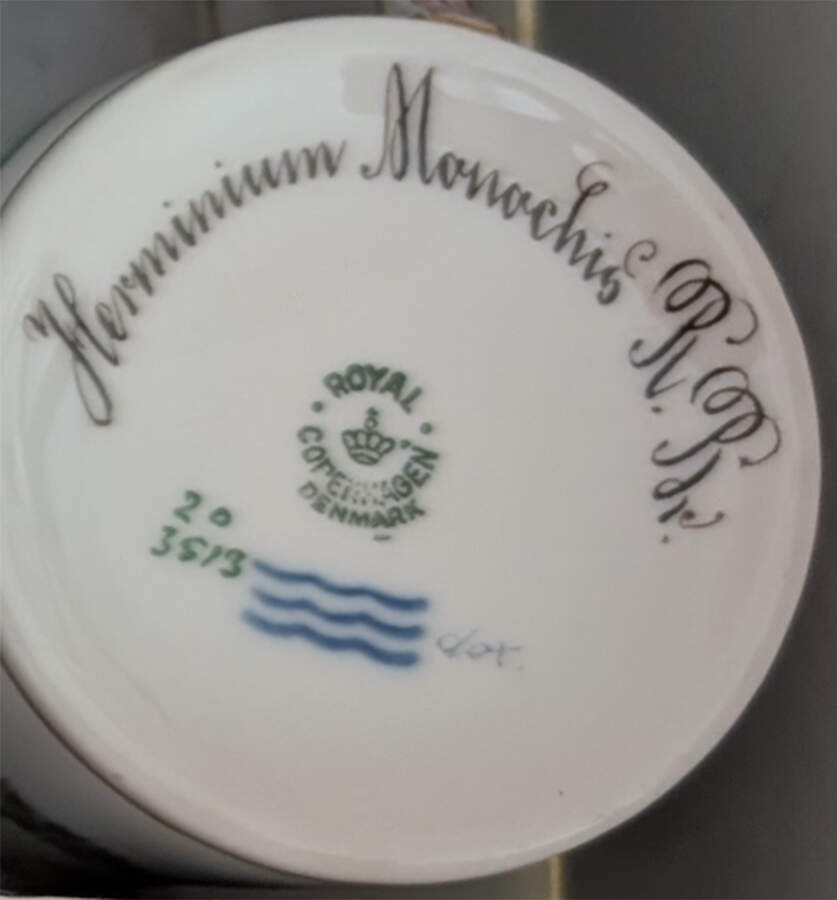 Flora Danica (1790 To 1960) Chocolate Cup-Herminium Monochis R.Rn. by Royal Copenhagen-1