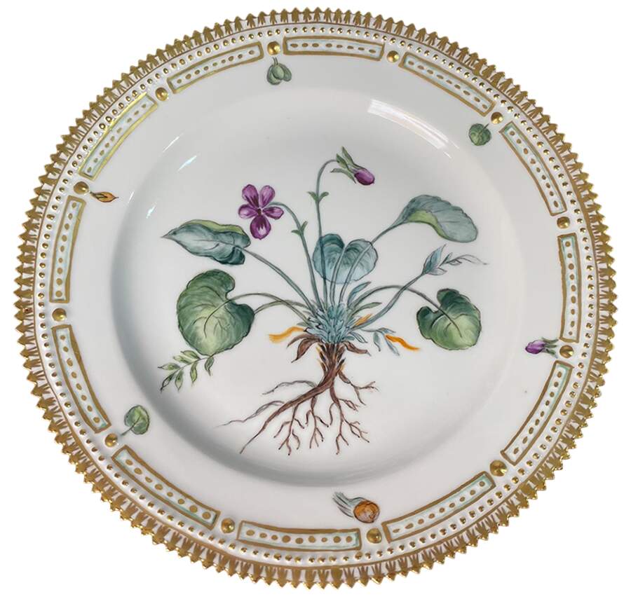 Flora Danica (1790 To 1960) Luncheon Plate Marks Viol viola odorata by Royal Copenhagen-1
