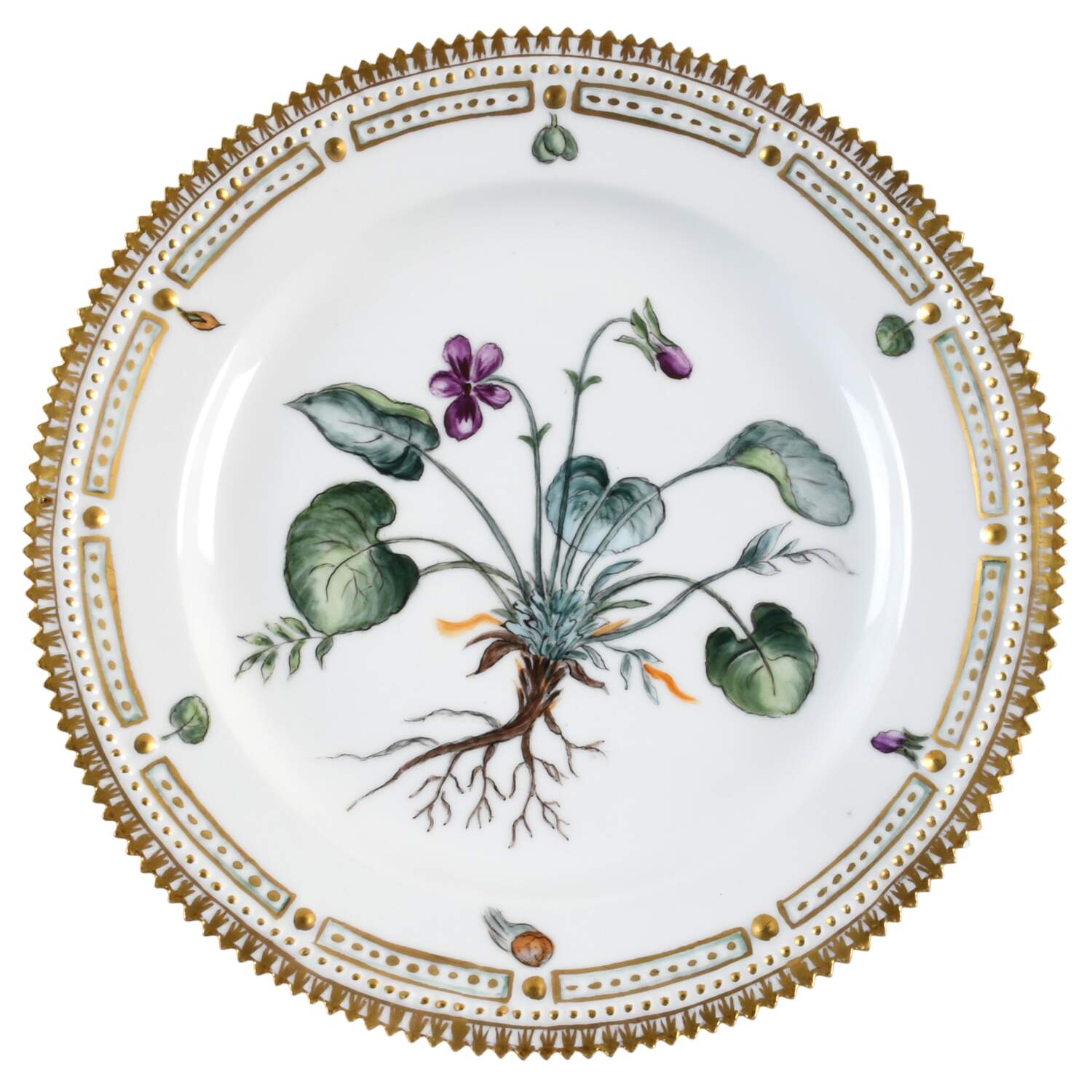 Flora Danica (1790 To 1960) Luncheon Plate Marls Viol viola odorata. by Royal Copenhagen-1