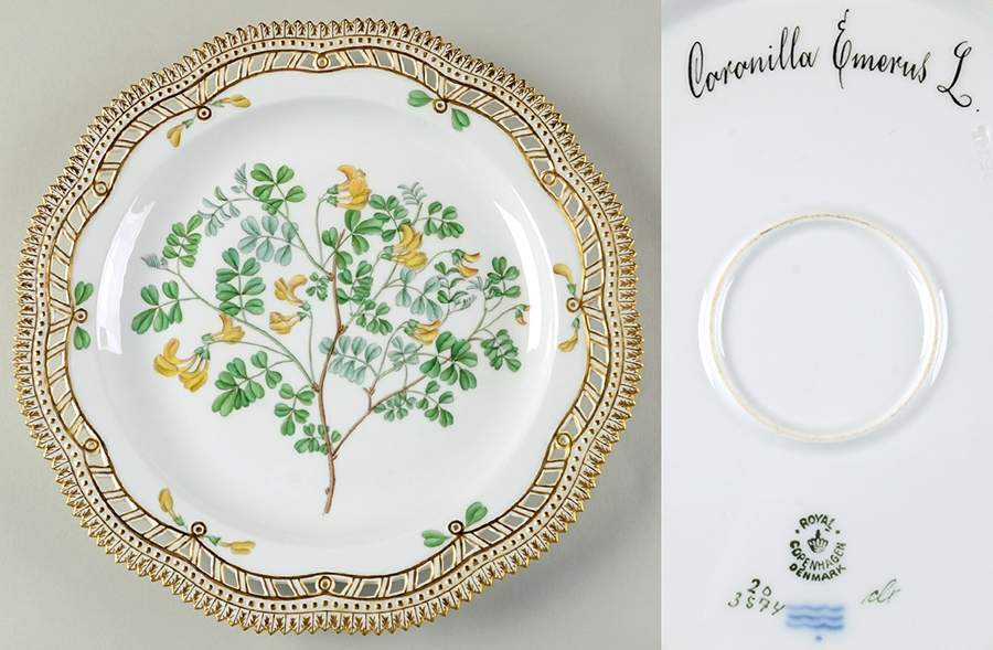 Flora Danica (1790 To 1960) 11" Round Pierced Platter-Coronilla Emerus L. by Royal Copenhagen-1