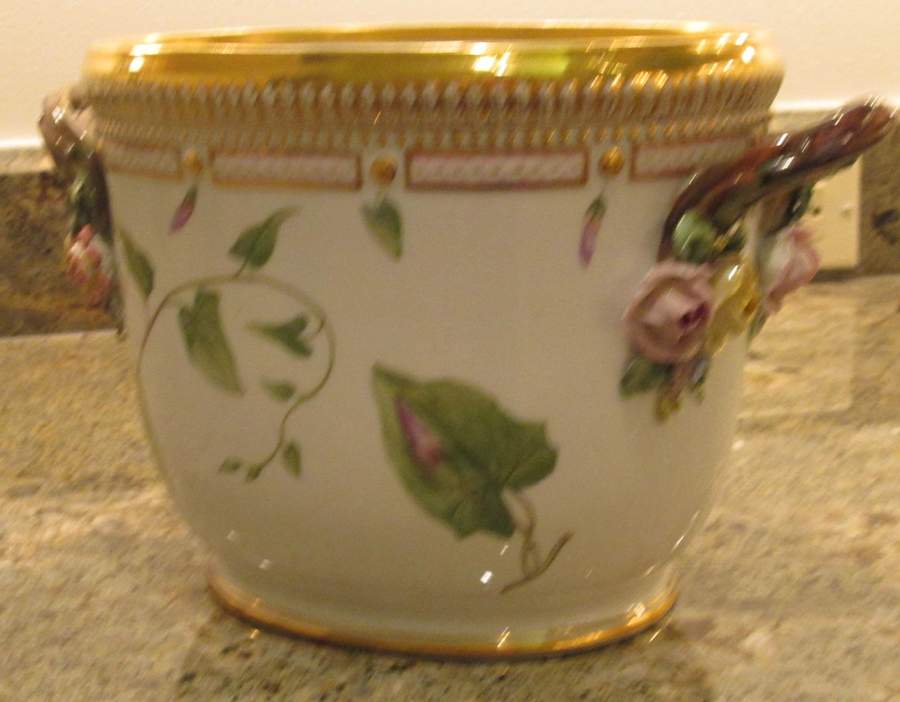 Flora Danica (1790 To 1960) Oval Wine Cooler/Cache Pot-Convolvulus sepium L B by Royal Copenhagen-1