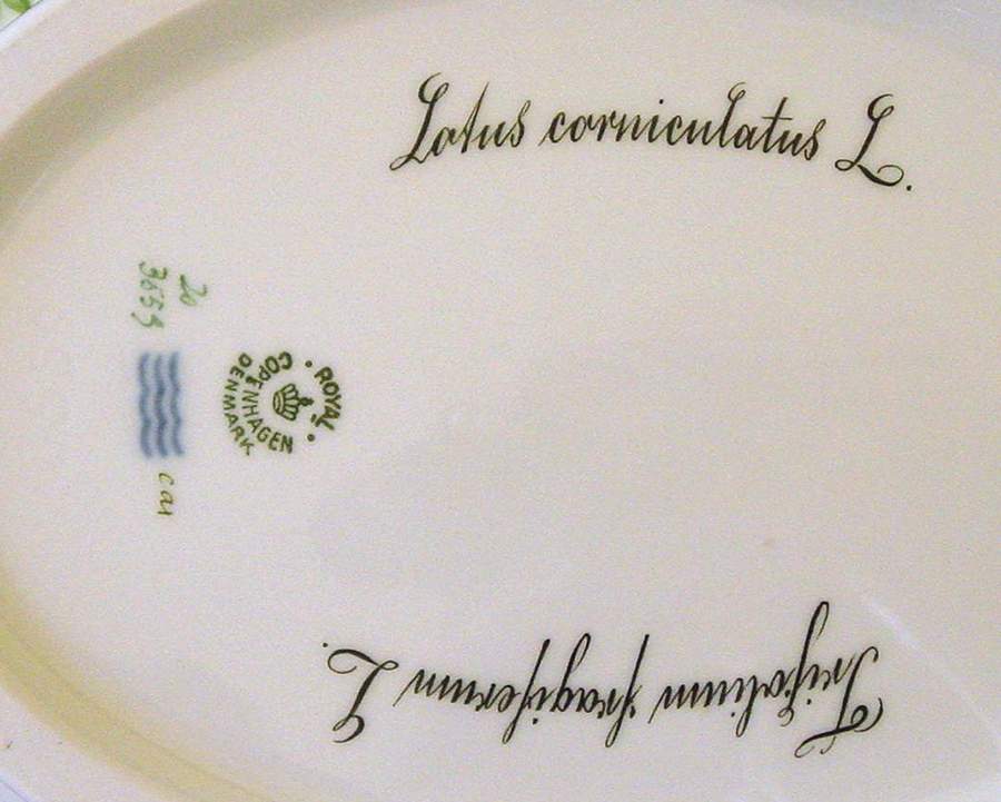 Flora Danica (1790 To 1960) 4Qt Oval Tureen No Lid-Lotus cornic, Trifalium fra by Royal Copenhagen-1