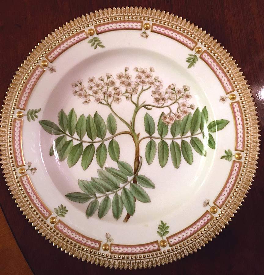 Flora Danica (1790 To 1960) Dinner Plate-Sorbus aucuparia L. by Royal Copenhagen-1