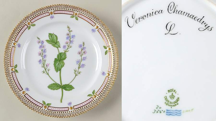 Flora Danica (1790 To 1960) Luncheon Plate-Veronica Chamaedrys L. by Royal Copenhagen-1