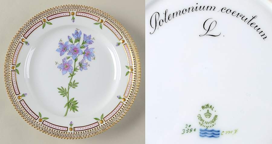 Flora Danica (1790 To 1960) Luncheon plate-Polemonium coeruleum L. by Royal Copenhagen-1