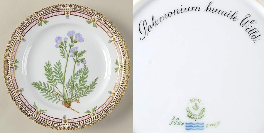 Flora Danica (1790 To 1960) Luncheon Plate-Polemonium humile Willd by Royal Copenhagen-1