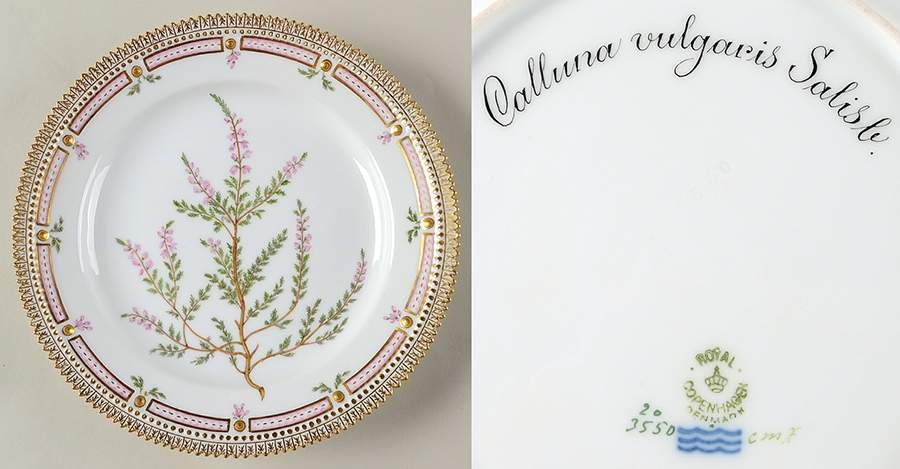Flora Danica (1790 To 1960) Luncheon Plate-Calluna vulgaris Salisb. by Royal Copenhagen-1