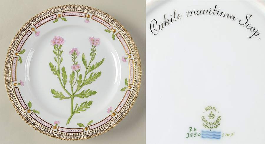 Flora Danica (1790 To 1960) Luncheon Plate-Cakile maritima Scop. by Royal Copenhagen-1