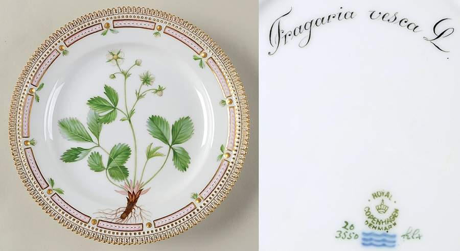 Flora Danica (1790 To 1960) Luncheon Plate-Fragaria vesca L. by Royal Copenhagen-1