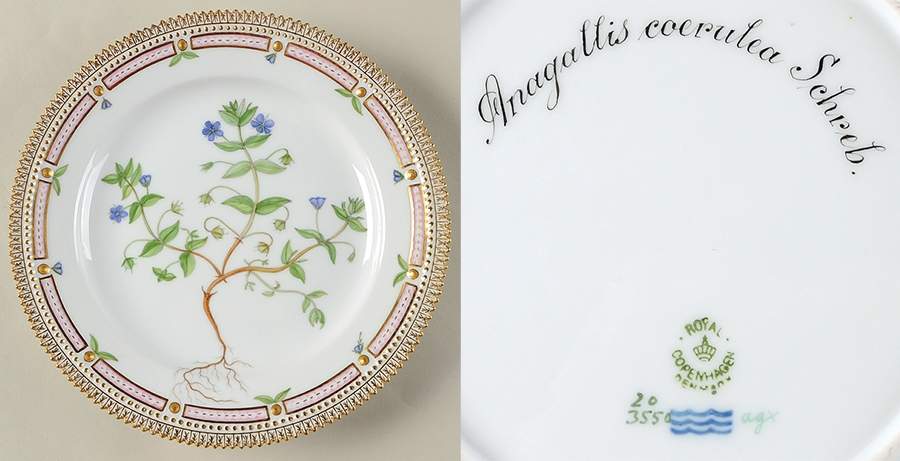 Flora Danica (1790 To 1960) Luncheon Plate-Anagallis coerulea Schreb. by Royal Copenhagen-1