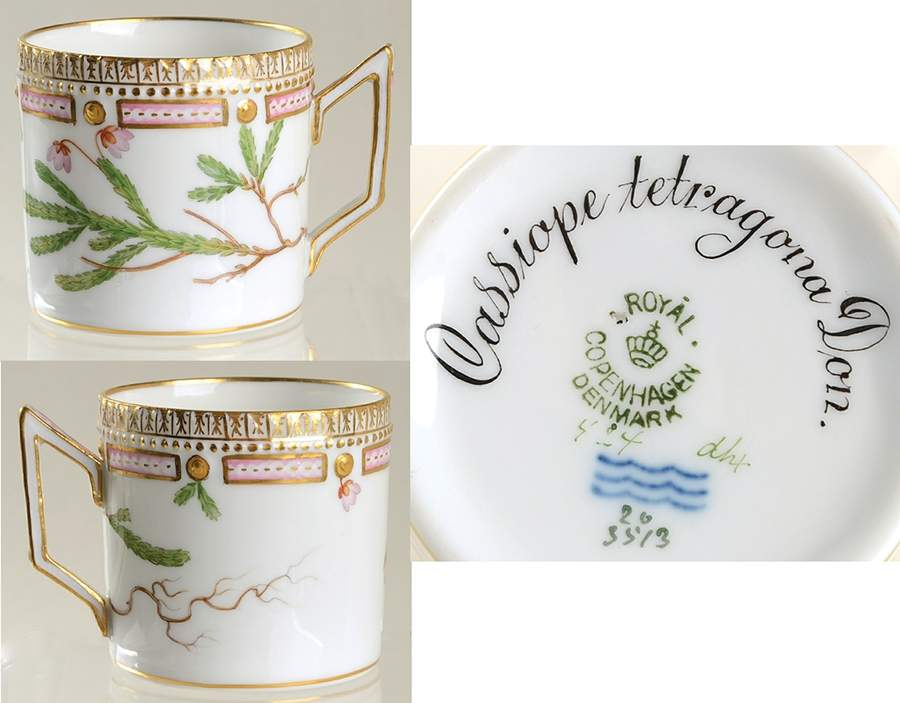Flora Danica (1790 To 1960) Chocolate Cup-Cassiope tetragona Don. by Royal Copenhagen-1