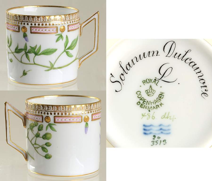 Flora Danica (1790 To 1960) Chocolate Cup-Solanum Dulcamore by Royal Copenhagen-1