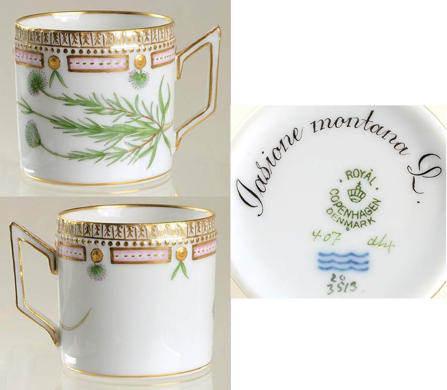 Flora Danica (1790 To 1960) Chocolate Cup-Jasione montana L. by Royal Copenhagen-1