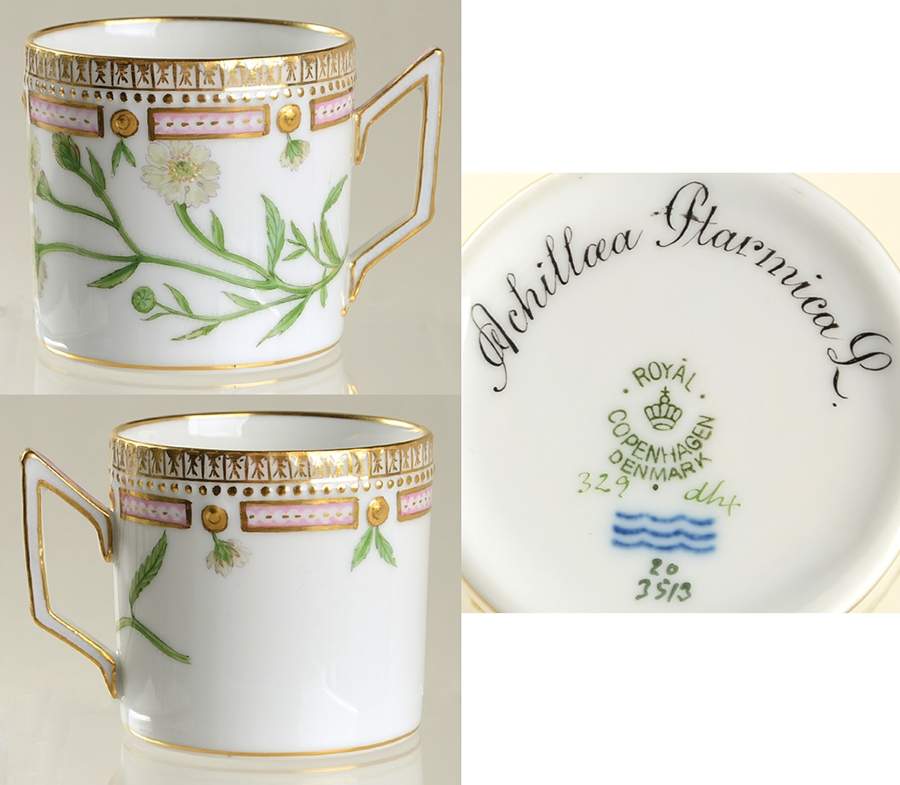 Flora Danica (1790 To 1960) Chocolate Cup-Achillaa Ptarmica L. by Royal Copenhagen-1