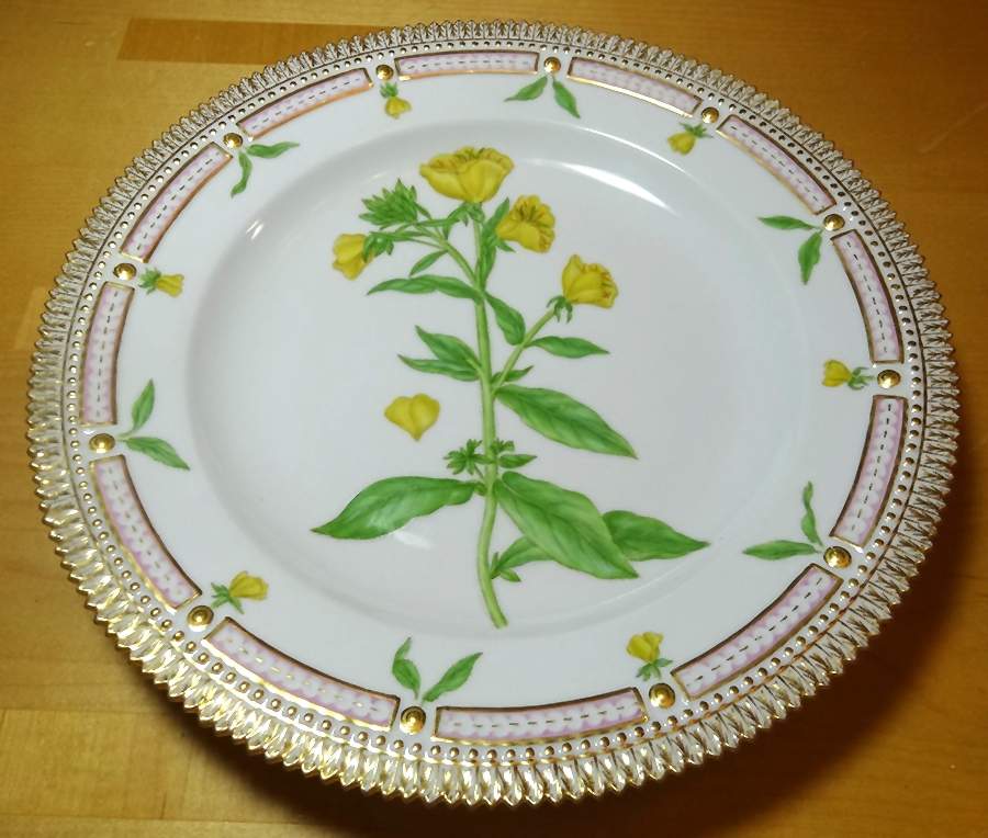 Flora Danica (1790 To 1960) Dinner Plate-Oenothera biennis L. by Royal Copenhagen-1