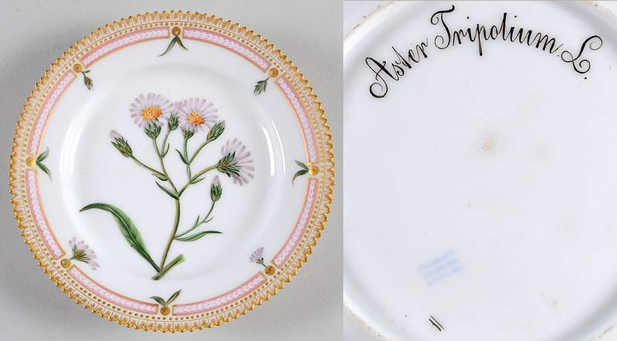 Flora Danica (1790 To 1960) Dessert/Pie Plate-Aster tripolium L. by Royal Copenhagen-1