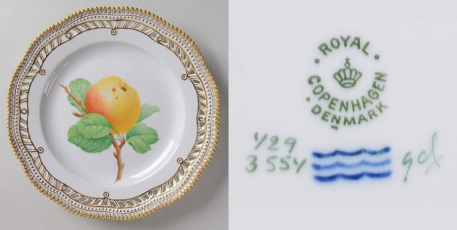 Flora Danica (1790 To 1960) 9" Pierced Luncheon Plate/Fruit Stand-Apple by Royal Copenhagen-1