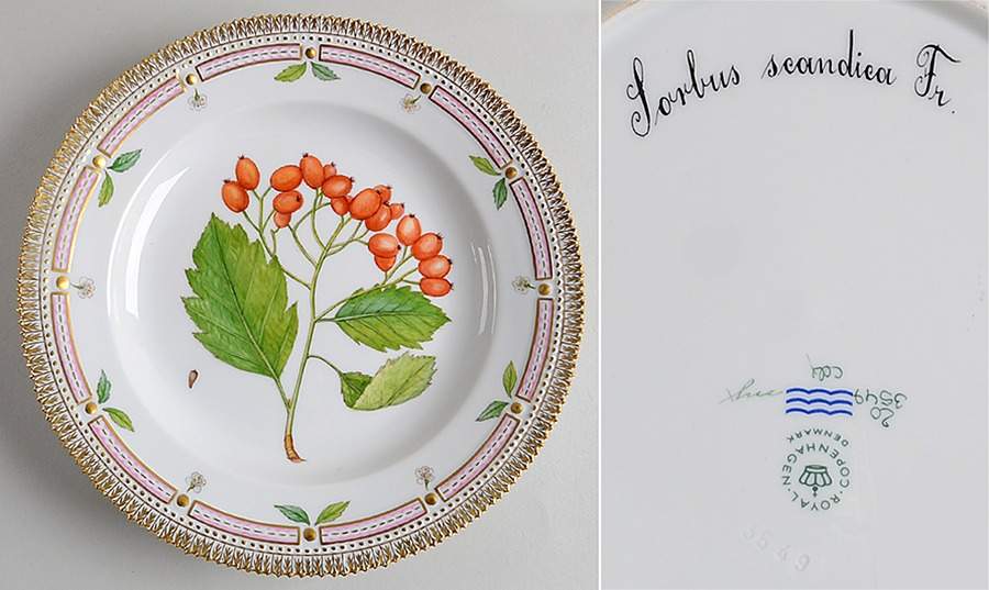 Flora Danica (1790 To 1960) Dinner Plate-Scorbus scandica Fr by Royal Copenhagen-1