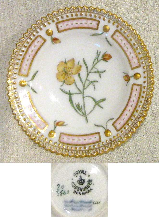 Flora Danica (1790 To 1960) Butter Pat by Royal Copenhagen-1