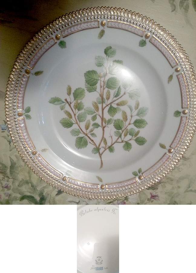 Flora Danica (1790 To 1960) Dinner Plate-Betula alpestris Fr by Royal Copenhagen-1