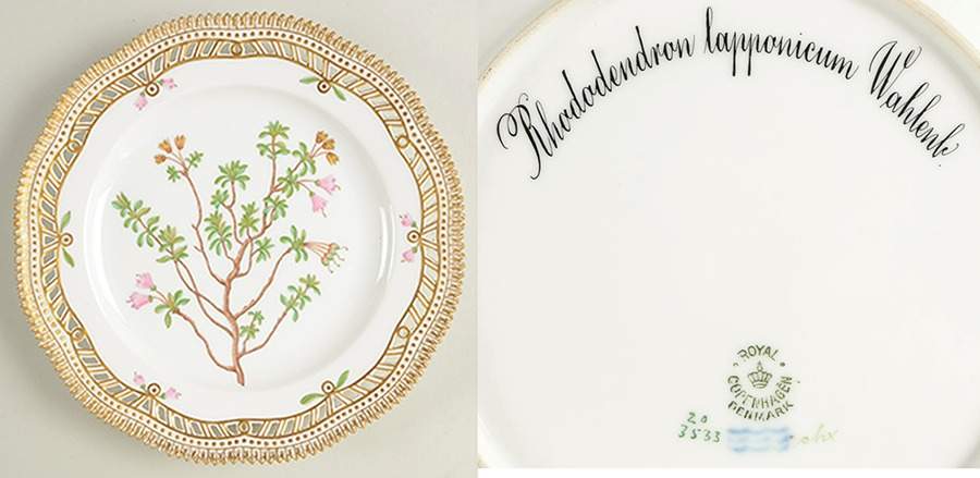 Flora Danica (1790 To 1960) 9" Pierced Luncheon Plate/Fruit Std-Rhododendron l by Royal Copenhagen-1