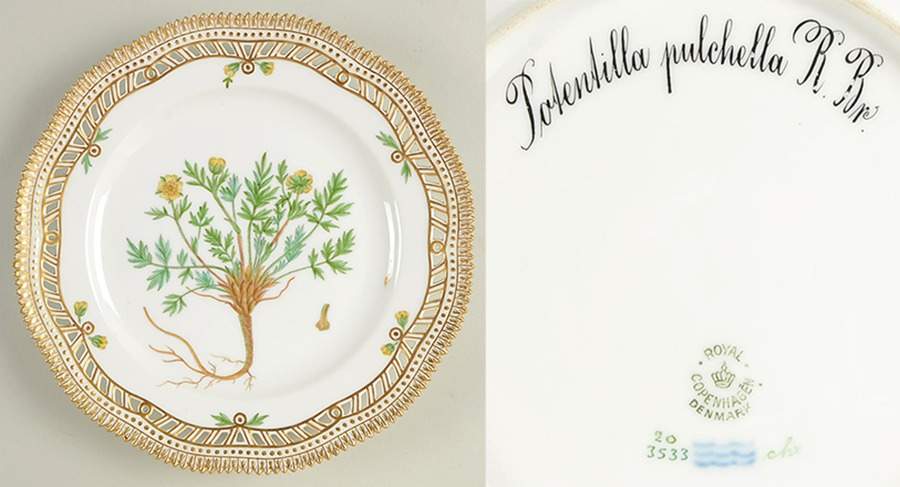 Flora Danica (1790 To 1960) 9" Pierced Luncheon Plate/Fruit Std-Potentella pul by Royal Copenhagen-1