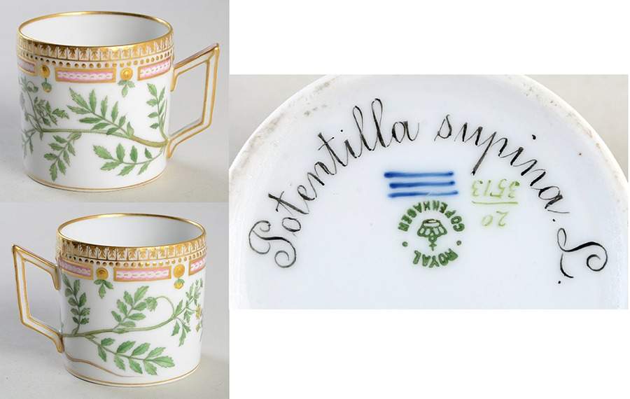 Flora Danica (1790 To 1960) Chocolate Cup-Potentilla supina L. by Royal Copenhagen-1