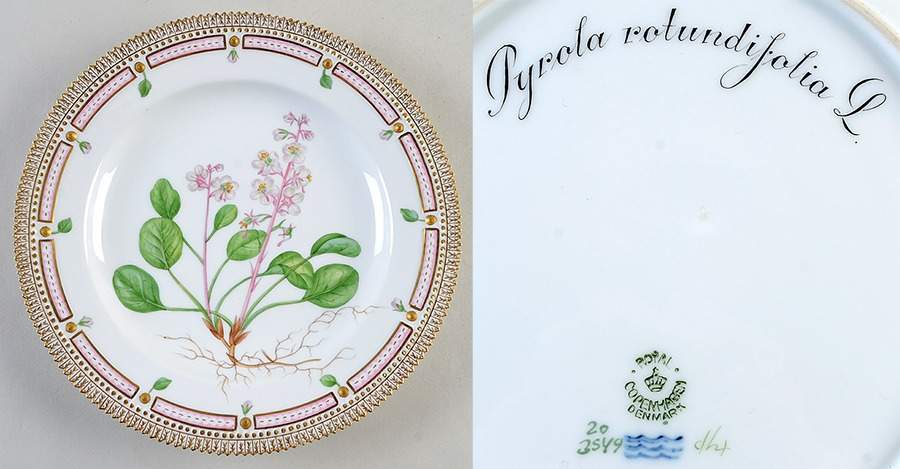 Flora Danica (1790 To 1960) Dinner Plate-Pyrola rotundifolia L. by Royal Copenhagen-1