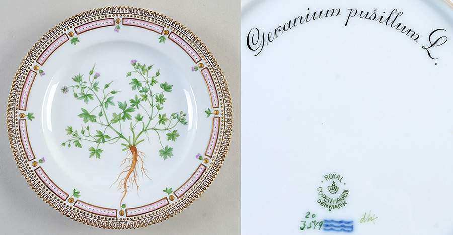 Flora Danica (1790 To 1960) Dinner Plate-Geranium pusillum L. by Royal Copenhagen-1