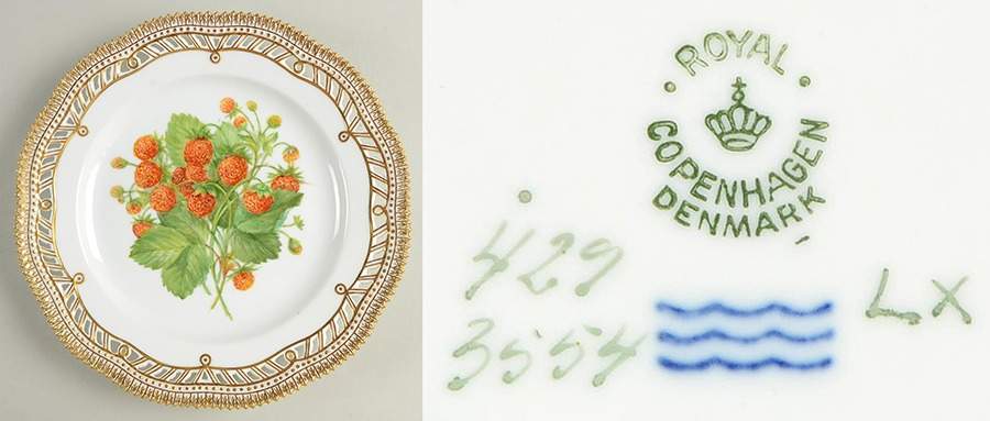 Flora Danica (1790 To 1960) 9" Pierced Luncheon Plate/Fruit Stand-Strawberries by Royal Copenhagen-1