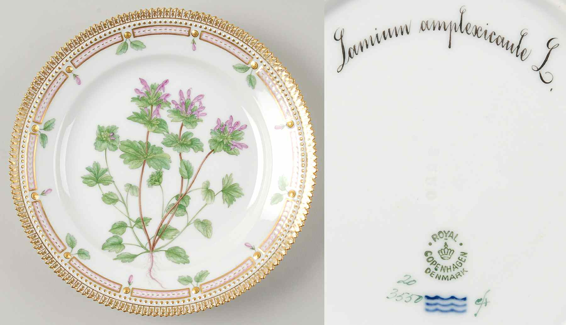 Flora Danica (1790 To 1960) Luncheon Plate-Lamium amplexicaule L by Royal Copenhagen-1