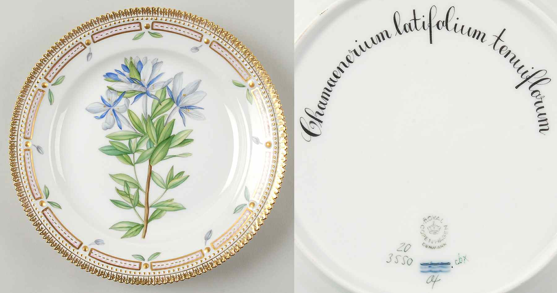Flora Danica (1790 To 1960) Luncheon Plate-Chamaenerium latifolium tenuiflorum by Royal Copenhagen-1
