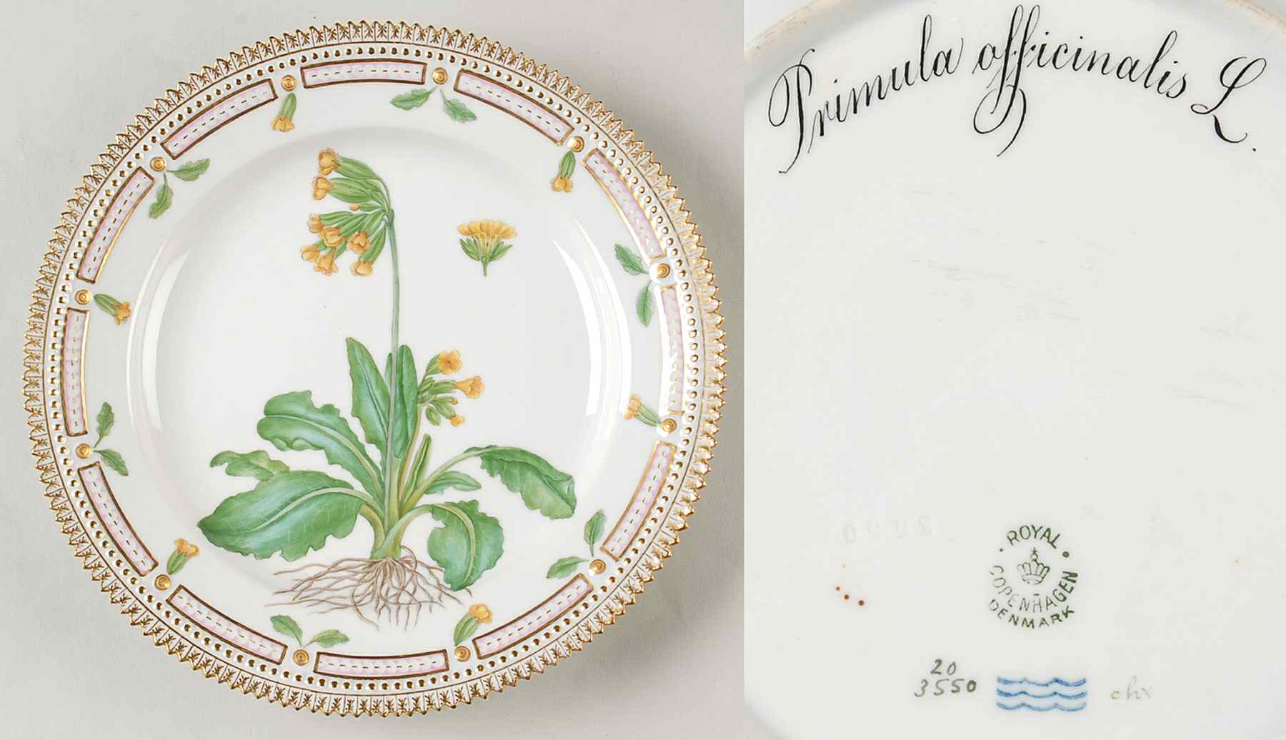 Flora Danica (1790 To 1960) Luncheon Plate-Primula officinalis L by Royal Copenhagen-1