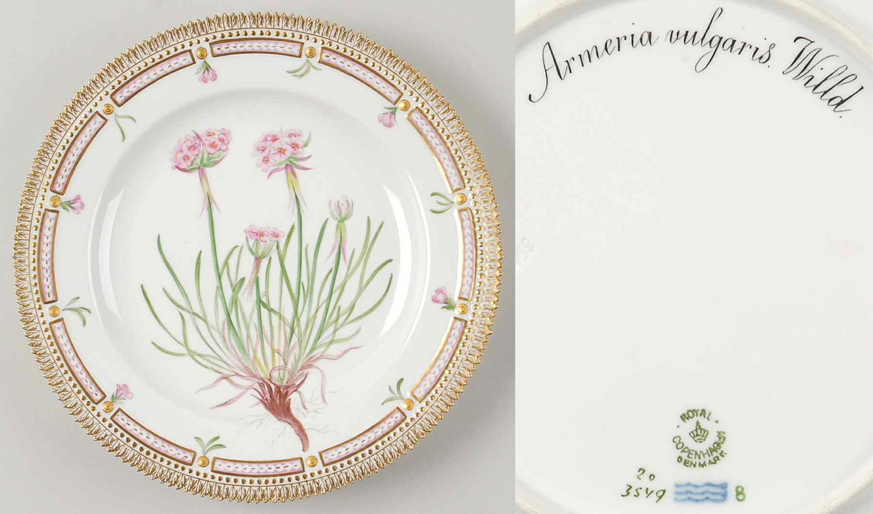 Flora Danica (1790 To 1960) Dinner Plate-Armeria vulgaris Willd by Royal Copenhagen-1