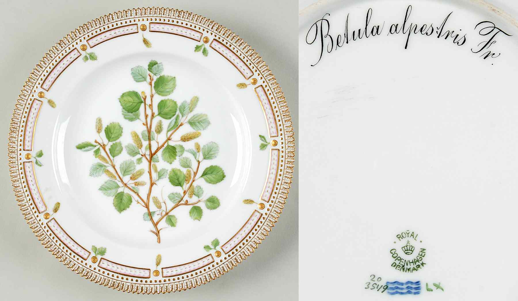 Flora Danica (1790 To 1960) Dinner Plate-Betula alpestris Fr by Royal Copenhagen-1