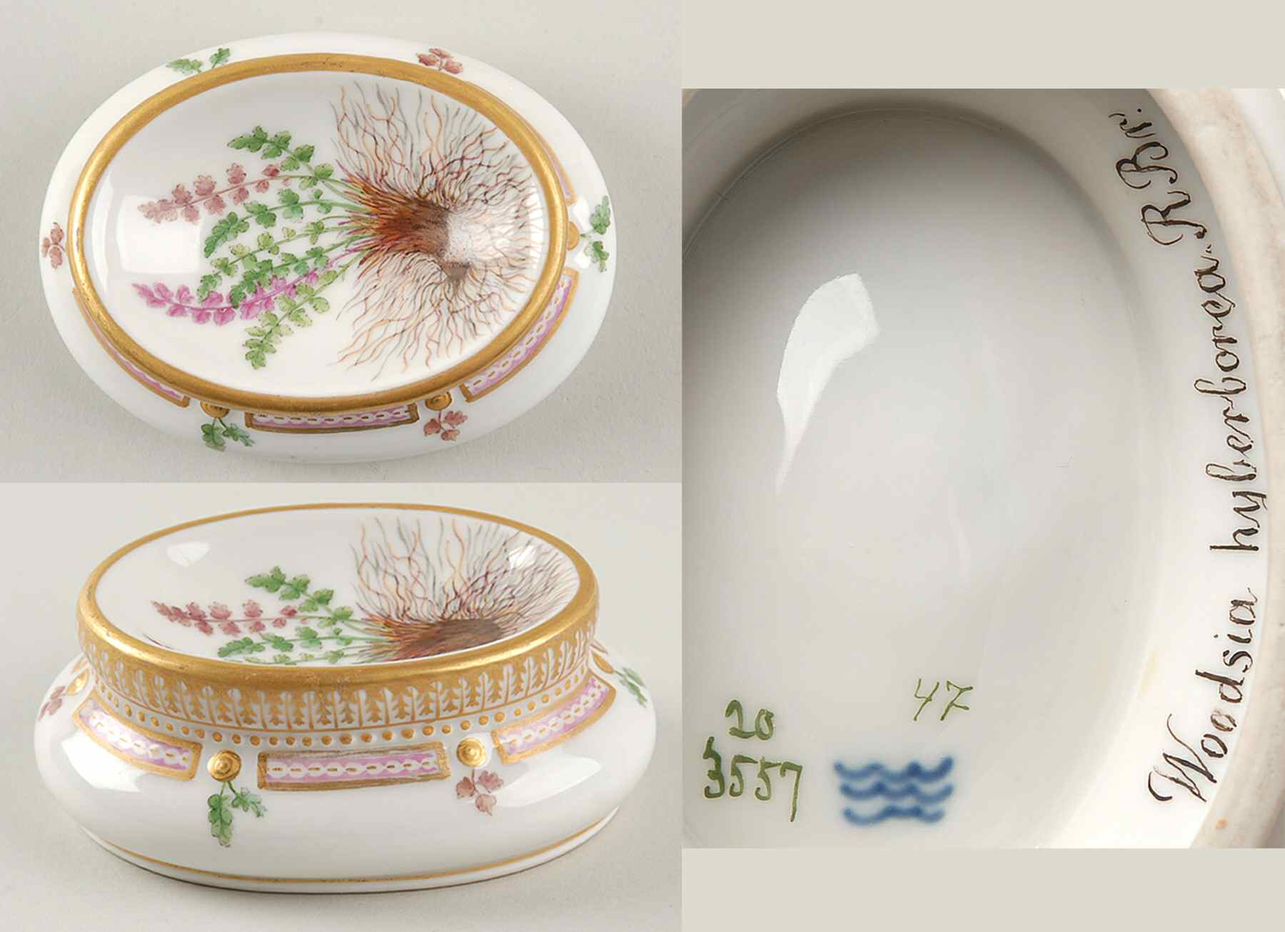 Flora Danica (1790 To 1960) Salt Cellar-Woodsia hyberborea R Br by Royal Copenhagen-1