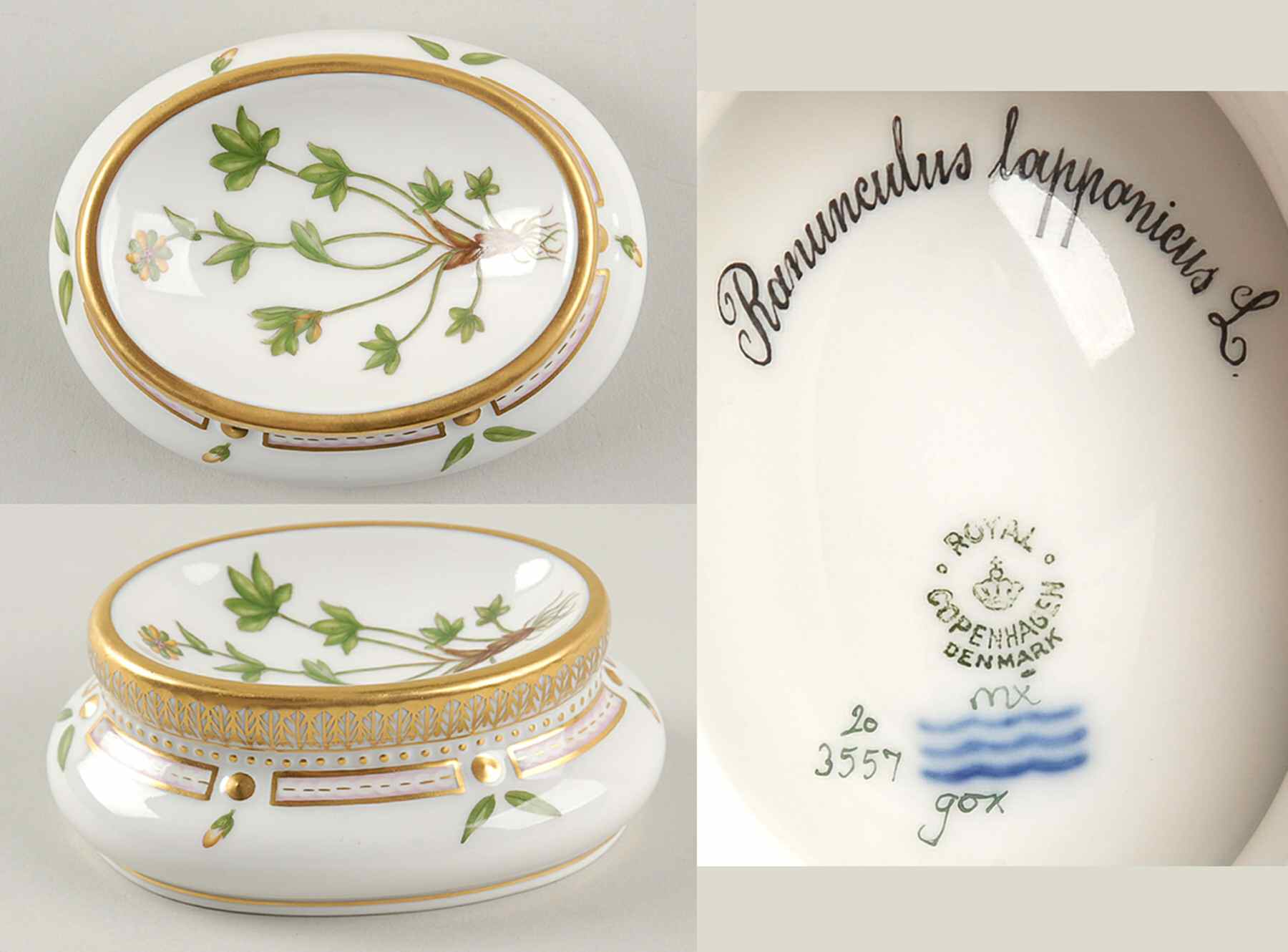 Flora Danica (1790 To 1960) Salt Cellar-Ranunculus lapponicus L by Royal Copenhagen-1