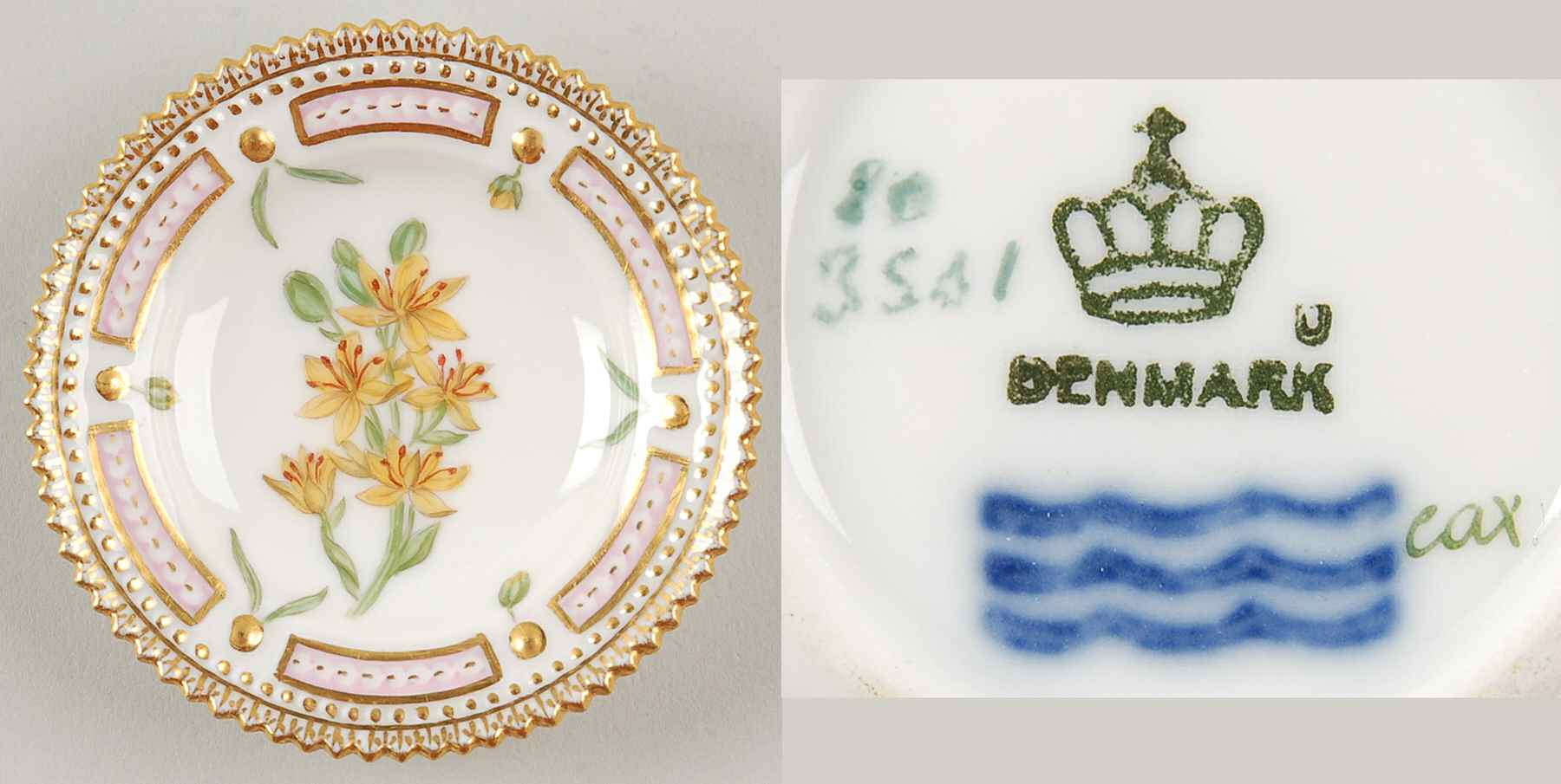 Flora Danica (1790 To 1960) Butter Pat by Royal Copenhagen-1