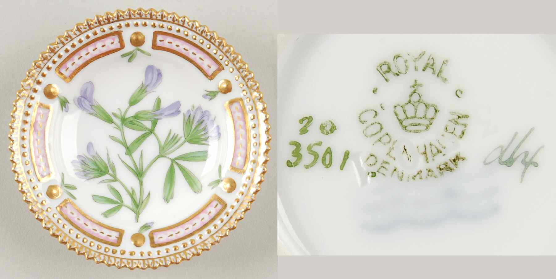 Flora Danica (1790 To 1960) Butter Pat by Royal Copenhagen-1