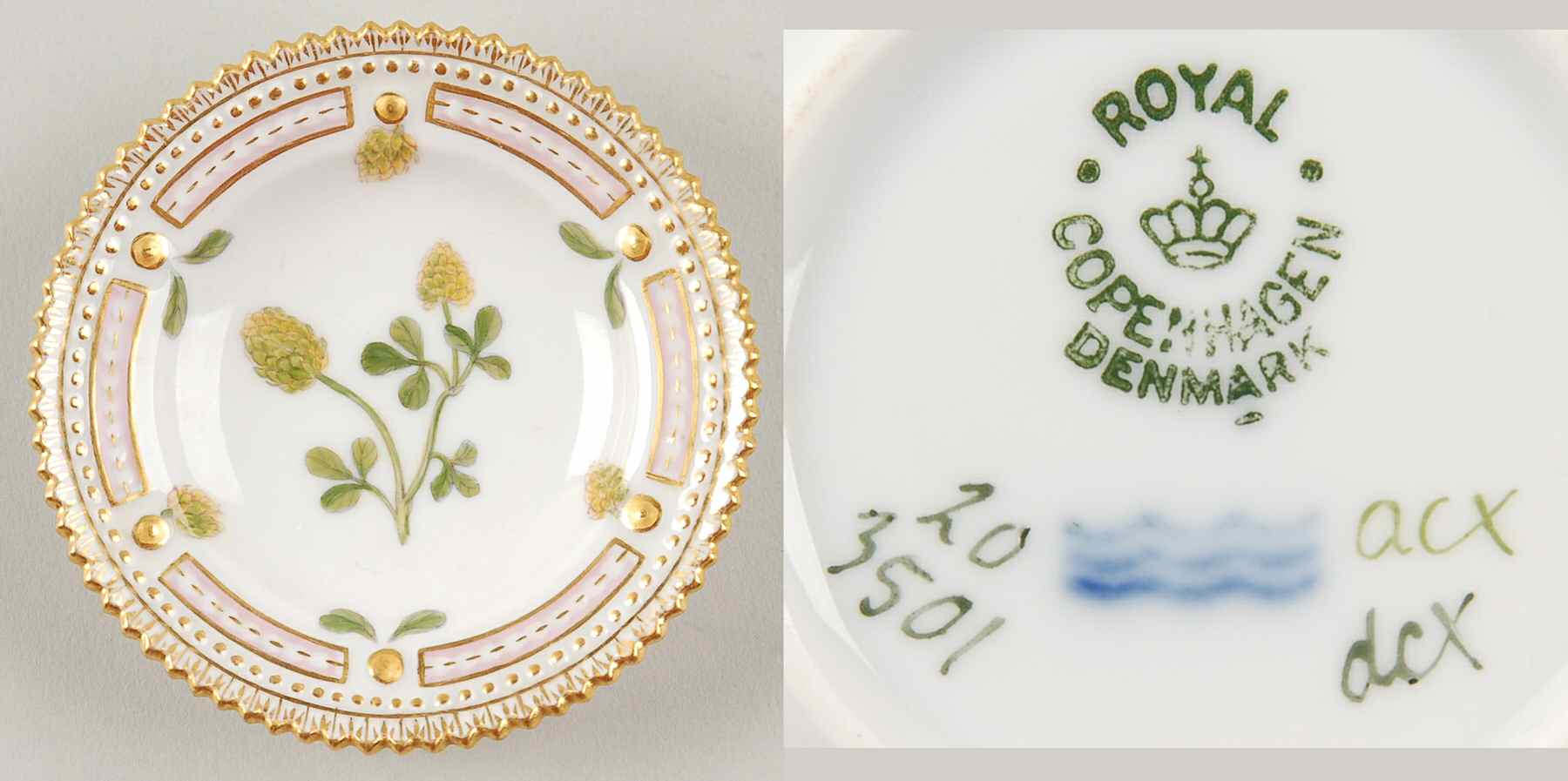 Flora Danica (1790 To 1960) Butter Pat by Royal Copenhagen-1