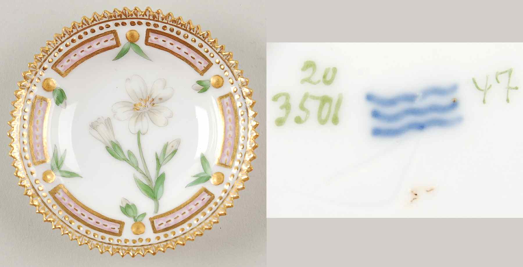 Flora Danica (1790 To 1960) Butter Pat by Royal Copenhagen-1