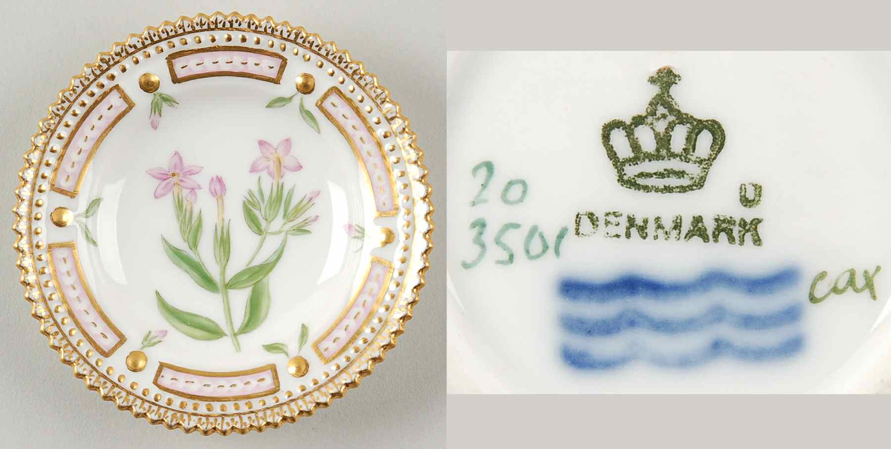 Flora Danica (1790 To 1960) Butter Pat by Royal Copenhagen-1