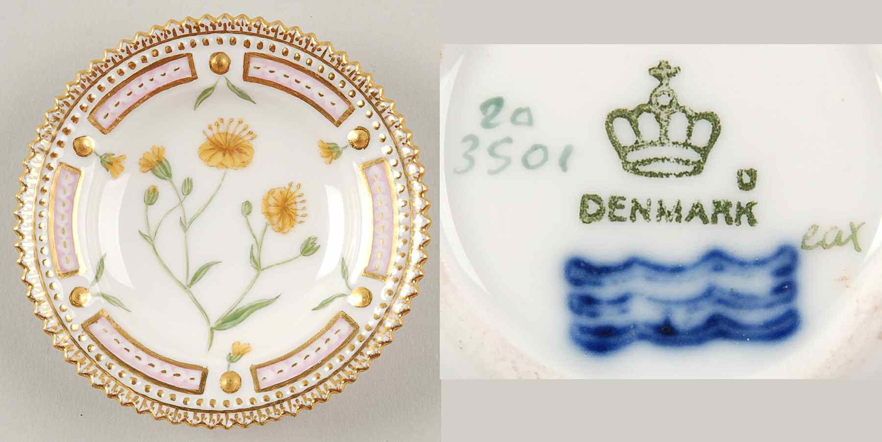 Flora Danica (1790 To 1960) Butter Pat by Royal Copenhagen-1